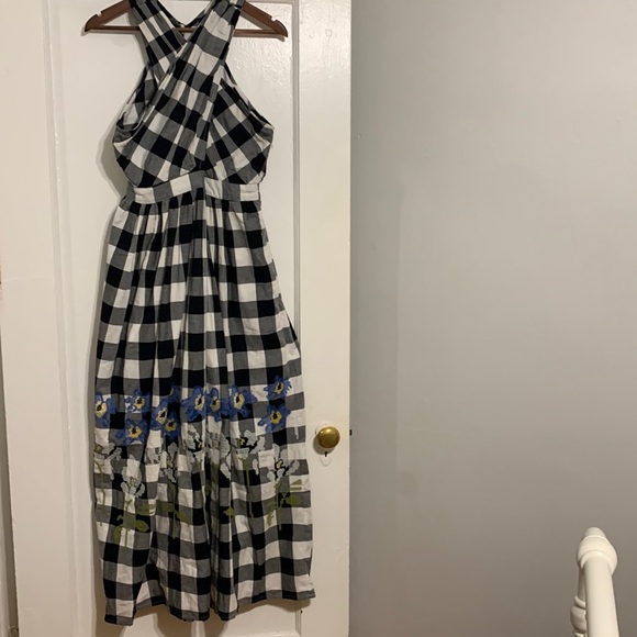 🌼🌿 Anthropologie Gingham Halter Dress Sz M - Picture 4 of 9